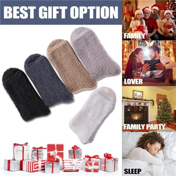 Womens Fuzzy Slipper Socks Super Soft Microfiber Fluffy Cozy Winter Warm Fuzzy - Picture 6 of 7